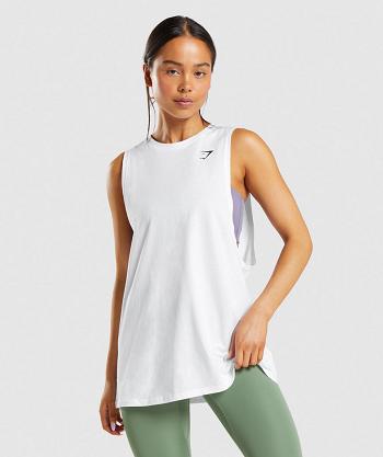 Dámské Tílko Gymshark Tréninková Drop Arm Bílé | CZ 3203VRW